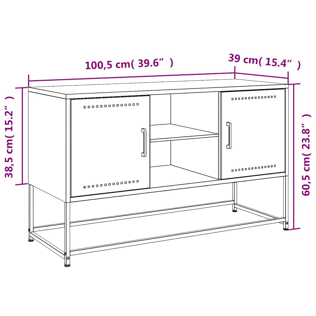 Tv-Meubel 100,5X39X60,5 Cm Staal Olijf