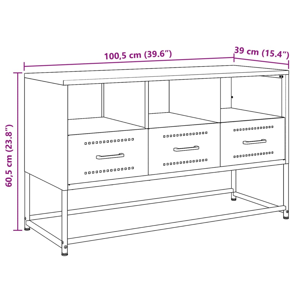 Tv-Meubel 100,5X39X60,5 Cm Staal