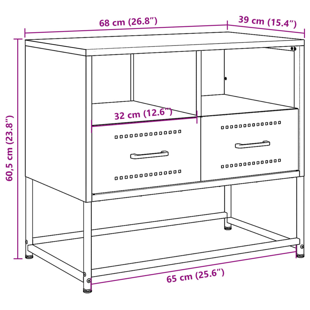 Tv-Meubel 68X39X60,5 Cm Staal