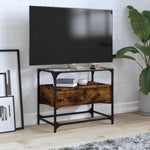 Tv-Meubel Met Glazen Blad 98X35X51 Cm Bewerkt Hout
