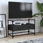 Tv-Meubel Met Glazen Blad 98X35X51 Cm Bewerkt Hout