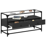 Tv-Meubel Met Glazen Blad 98X35X51 Cm Bewerkt Hout