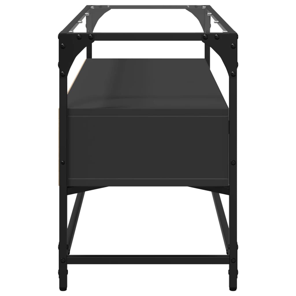 Tv-Meubel Met Glazen Blad 98X35X51 Cm Bewerkt Hout