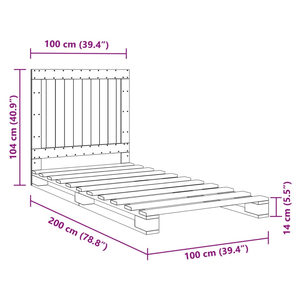 Bedframe Met Hoofdbord Massief Grenenhout 100X200 Cm Groen