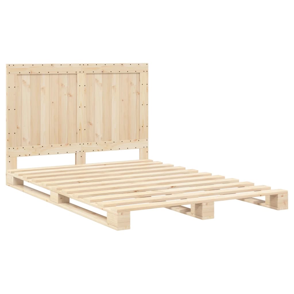 Bedframe Met Hoofdbord Massief Grenenhout Wit 140X200 Cm