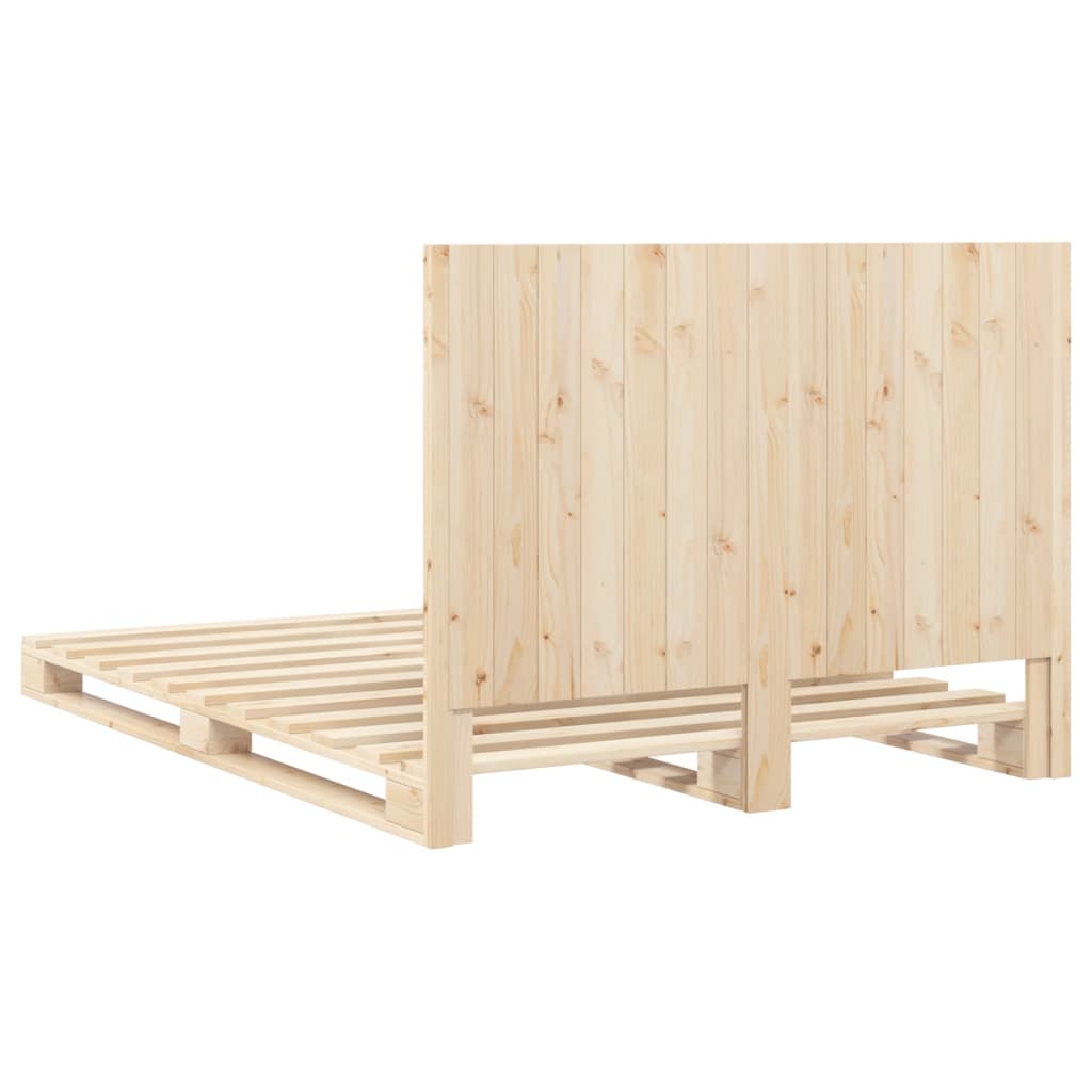 Bedframe Met Hoofdbord Massief Grenenhout 160X200 Cm Wit