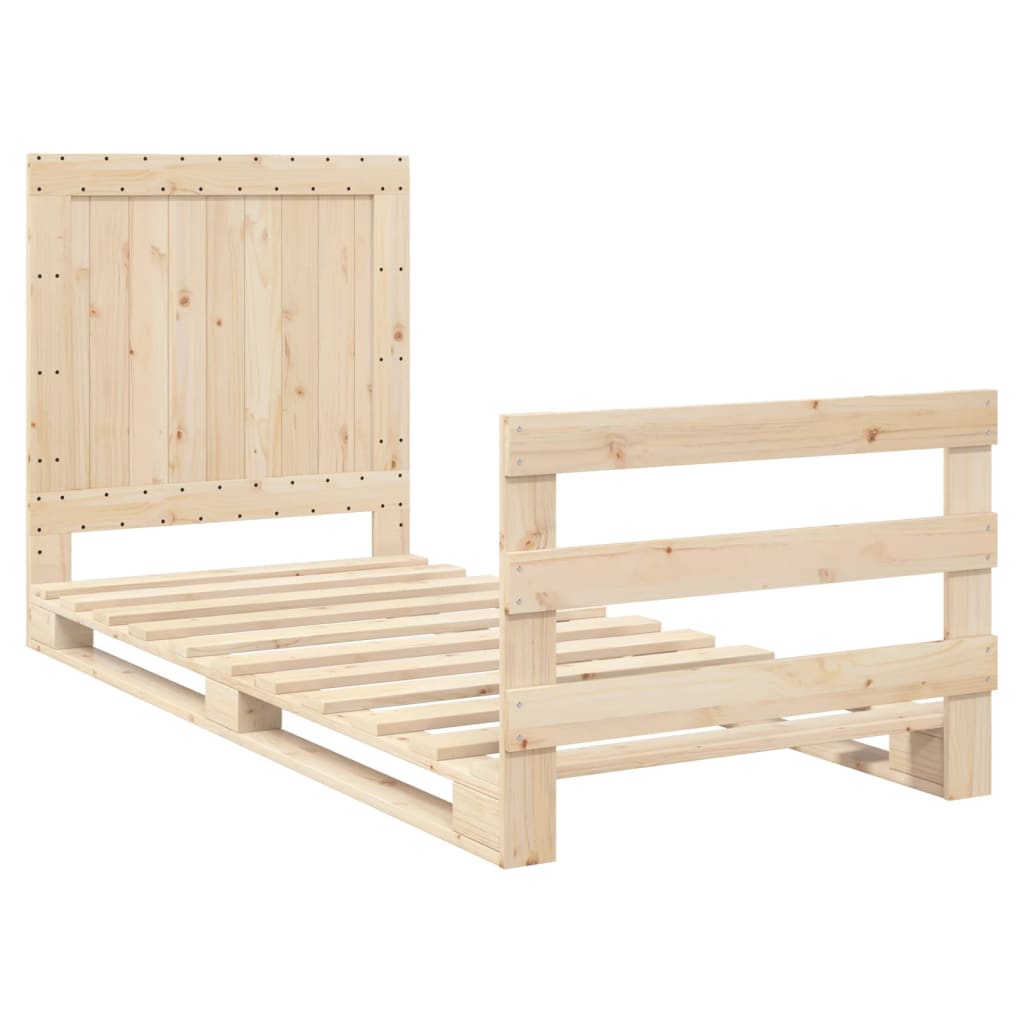 Bedframe Met Hoofdbord Massief Grenenhout 90X200 Cm Groen