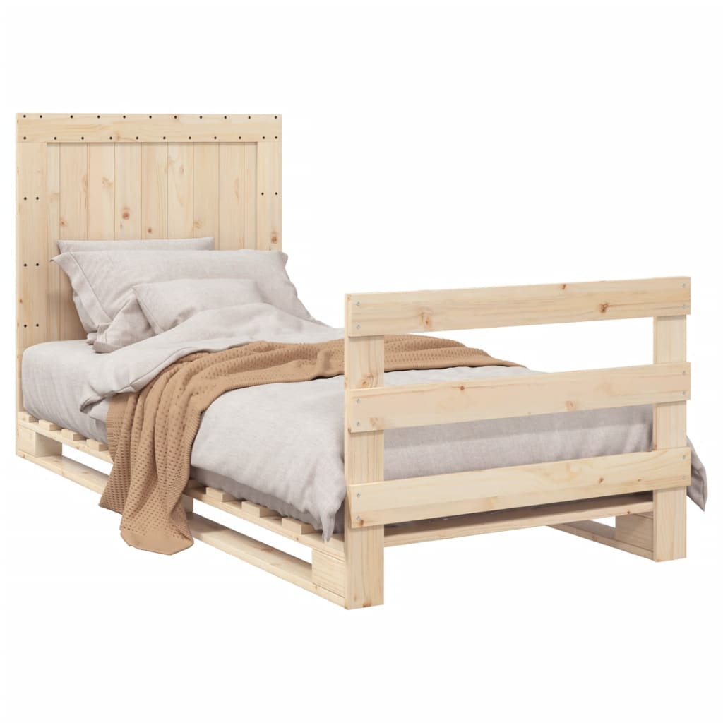 Bedframe Met Hoofdbord Massief Grenenhout 90X200 Cm Groen