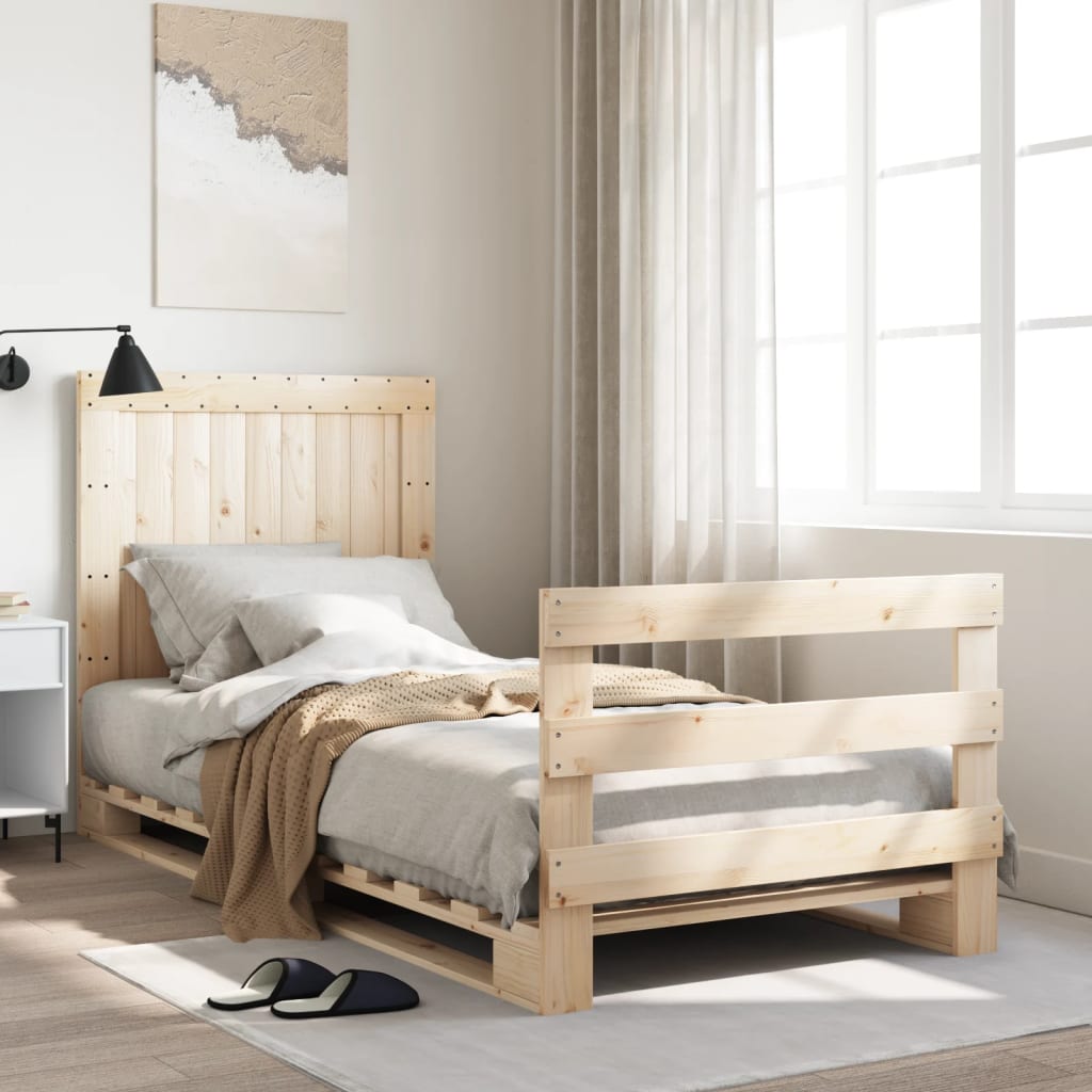 Bedframe Met Hoofdbord Massief Grenenhout 90X200 Cm Groen