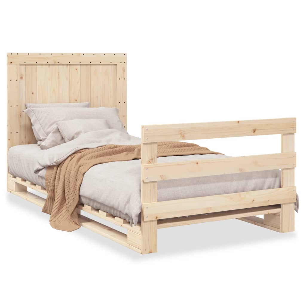 Bedframe Met Hoofdbord Massief Grenenhout 100X200 Cm