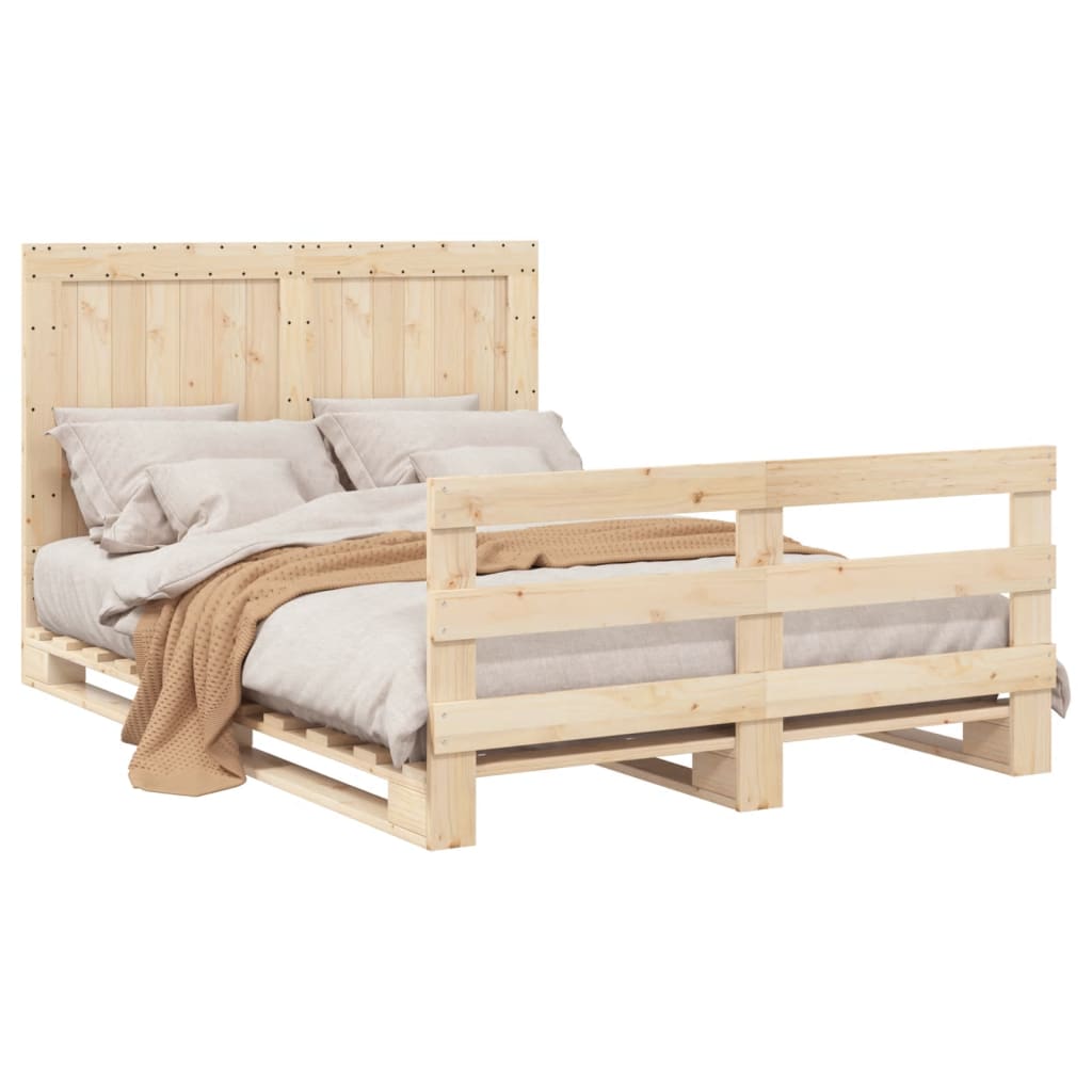 Bedframe Met Hoofdbord Massief Grenenhout 160X200 Cm