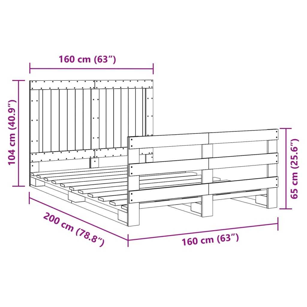 Bedframe Met Hoofdbord Massief Grenenhout 160X200 Cm