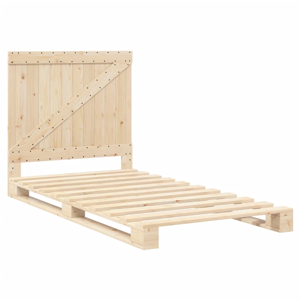 Bedframe Met Hoofdbord Massief Grenenhout 100X200 Cm