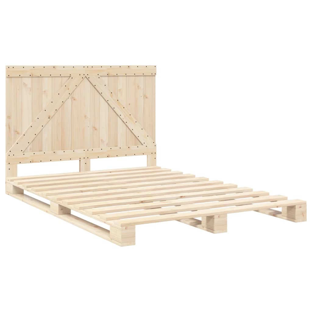 Bedframe Met Hoofdbord Massief Grenenhout Wit 140X200 Cm Groen