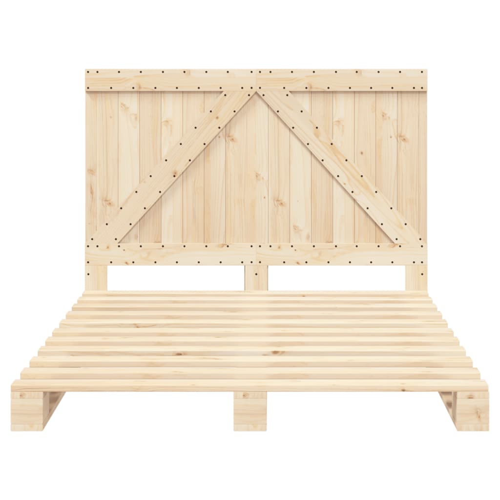 Bedframe Met Hoofdbord Massief Grenenhout Wit 140X200 Cm Groen