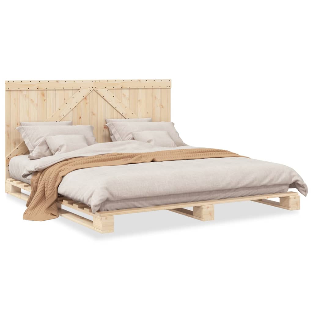 Bedframe Met Hoofdbord Massief Grenenhout 180X200 Cm Wit