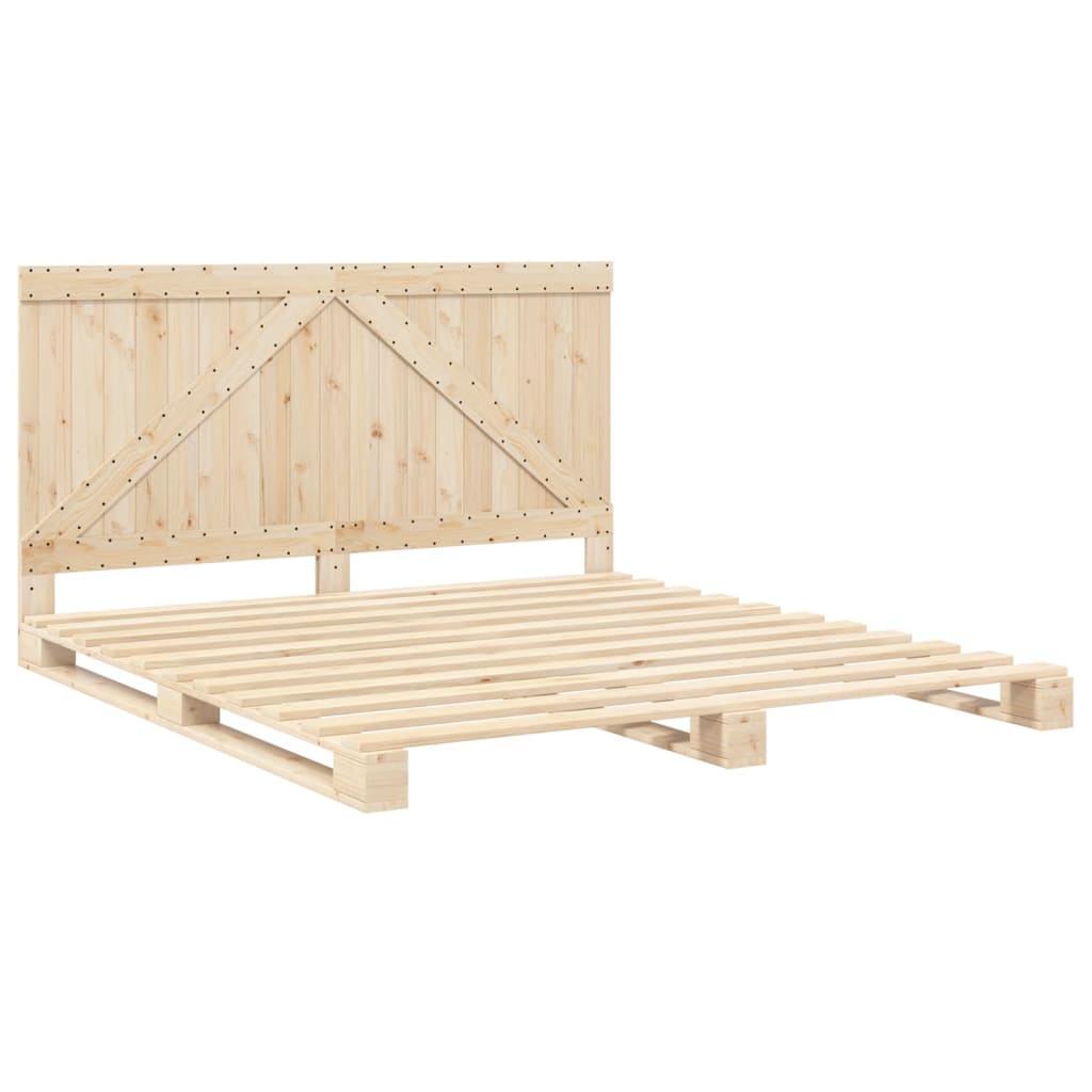 Bedframe Met Hoofdbord Massief Grenenhout 180X200 Cm Wit