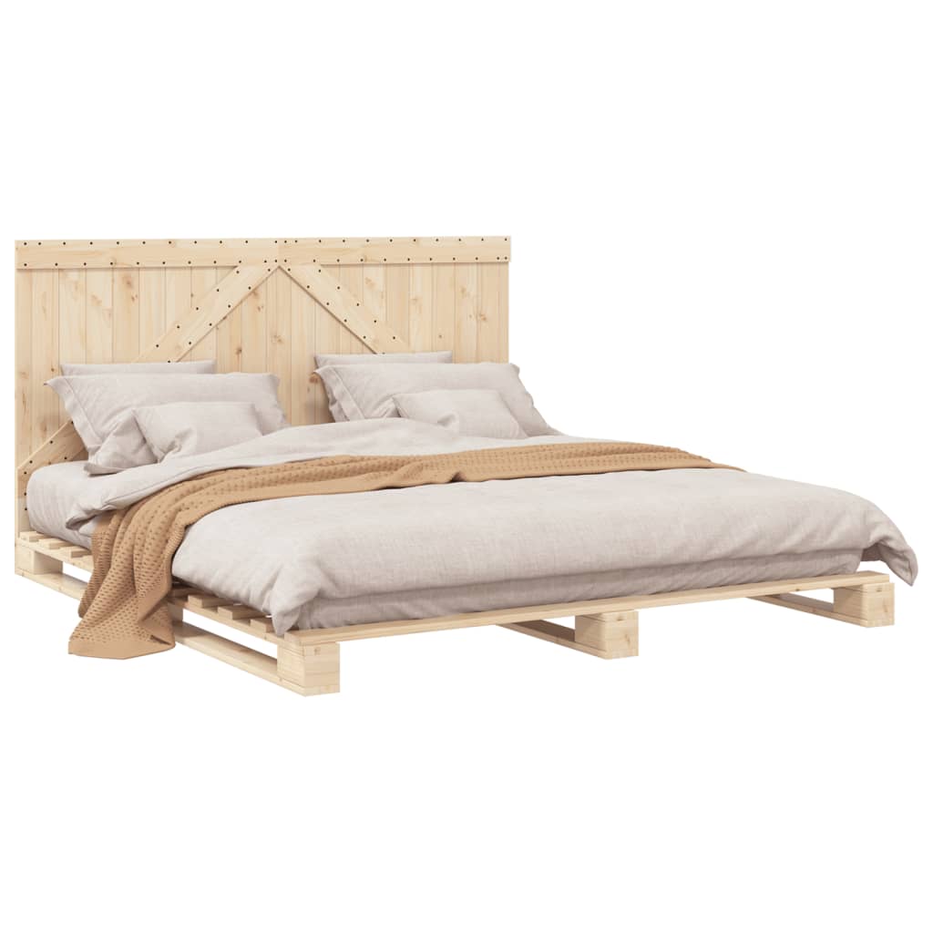 Bedframe Met Hoofdbord Massief Grenenhout 180X200 Cm Wit