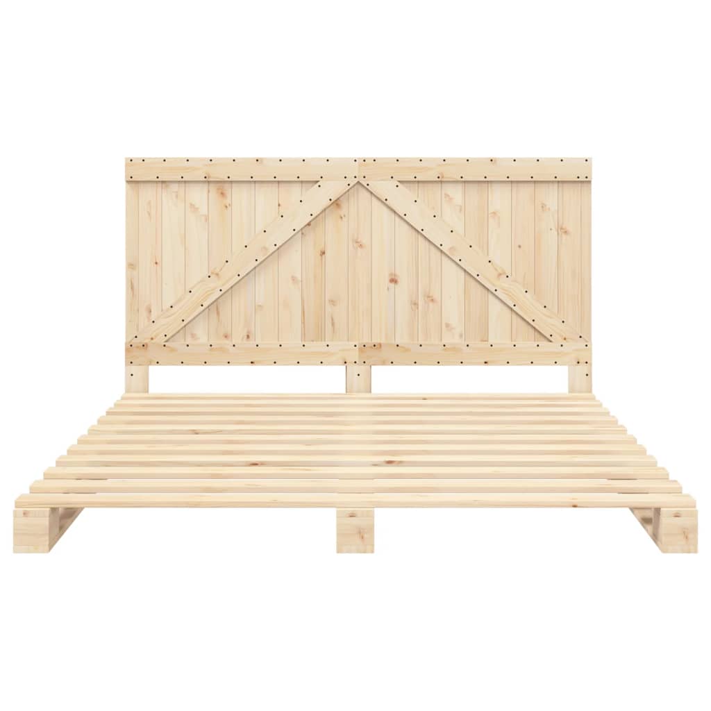 Bedframe Met Hoofdbord Massief Grenenhout 180X200 Cm Wit