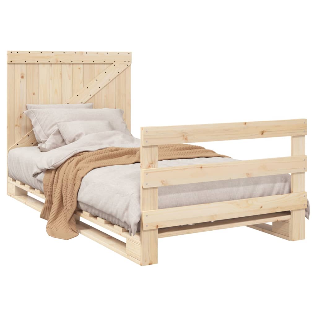 Bedframe Met Hoofdbord Massief Grenenhout 100X200 Cm