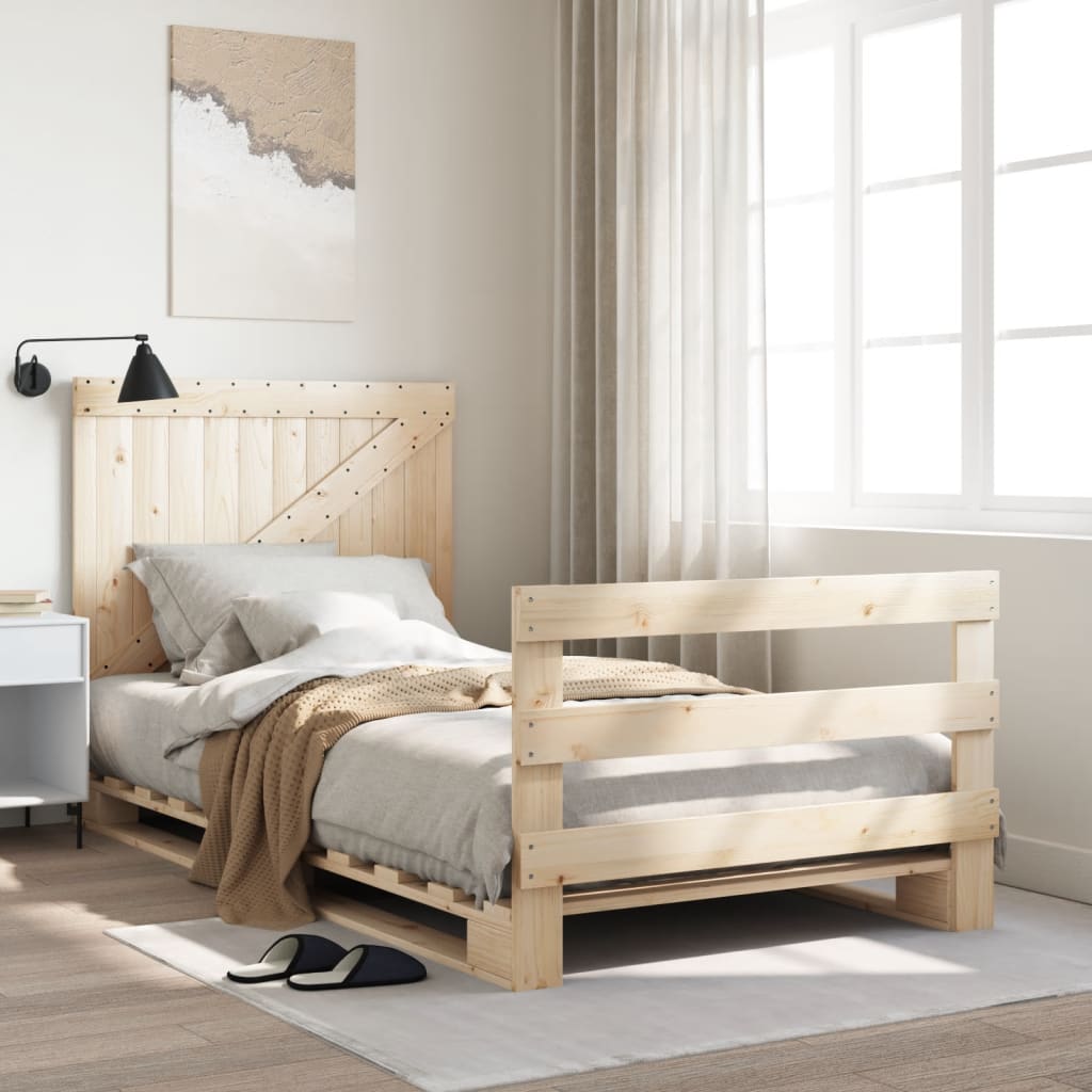 Bedframe Met Hoofdbord Massief Grenenhout 100X200 Cm