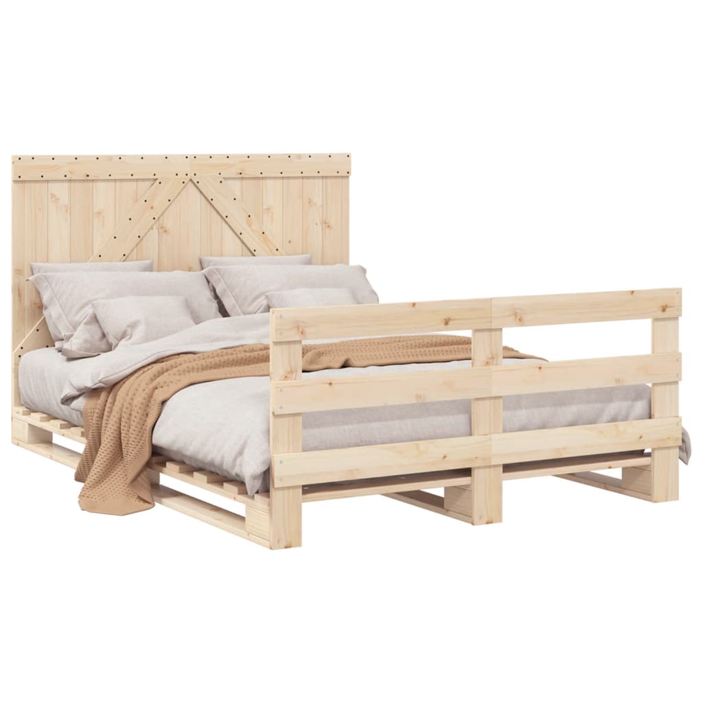 Bedframe Met Hoofdbord Massief Grenenhout 160X200 Cm Groen