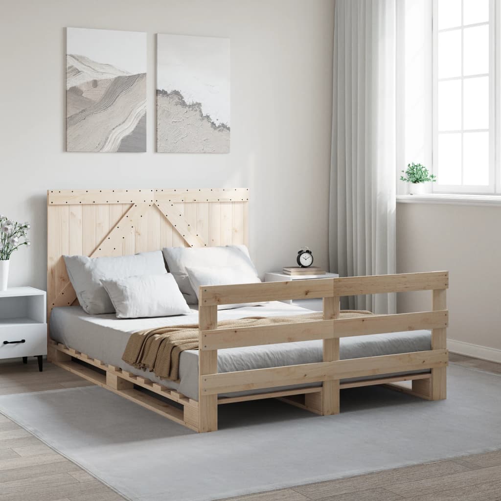 Bedframe Met Hoofdbord Massief Grenenhout 160X200 Cm Groen