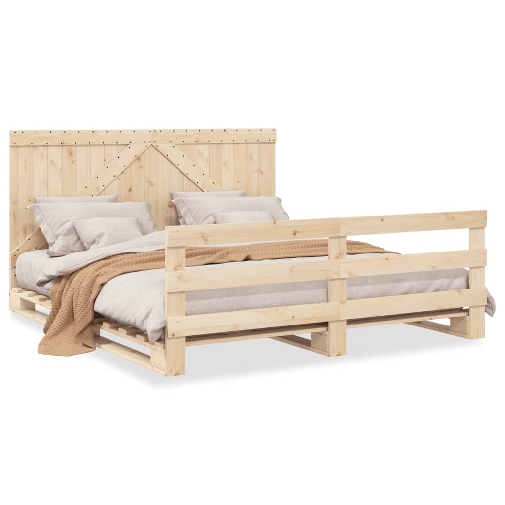 Bedframe Met Hoofdbord Massief Grenenhout 180X200 Cm