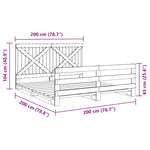Bedframe Met Hoofdbord Massief Grenenhout 200X200 Cm Wit