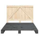 Bedframe Met Hoofdbord Massief Grenenhout Grijs 140X200 Cm