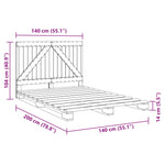 Bedframe Met Hoofdbord Massief Grenenhout Grijs 140X200 Cm