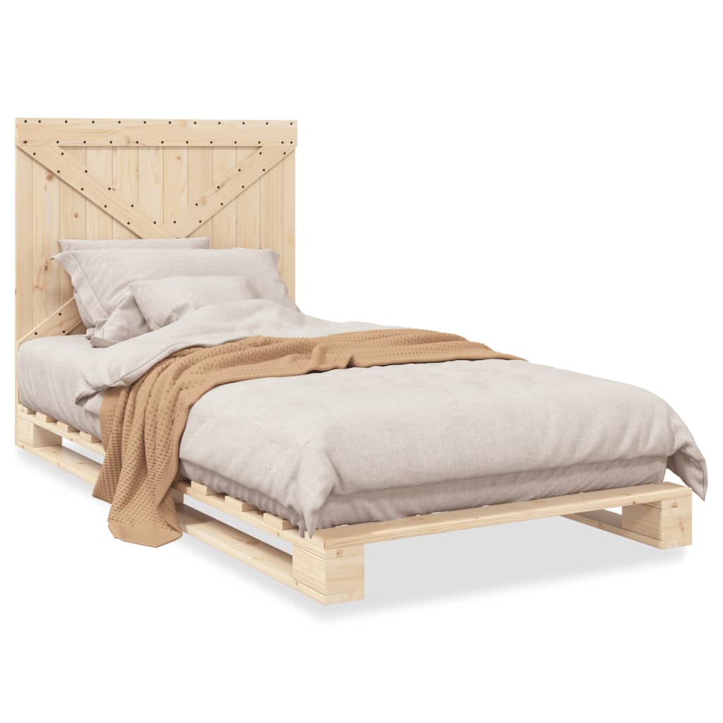 Bedframe Met Hoofdbord Massief Grenenhout 100X200 Cm