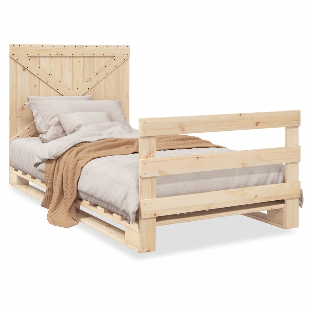 Bedframe Met Hoofdbord Massief Grenenhout 100X200 Cm Wit