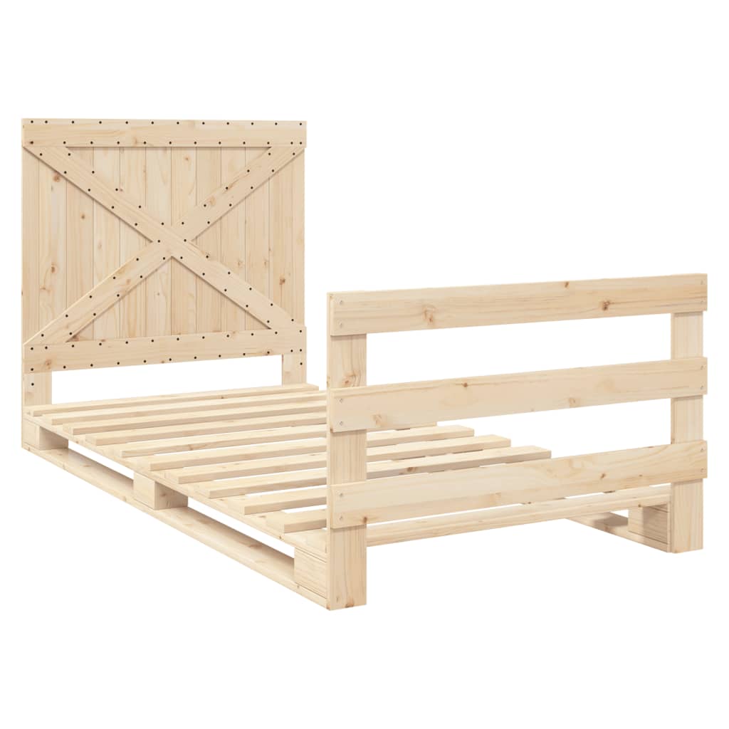 Bedframe Met Hoofdbord Massief Grenenhout 100X200 Cm Wit