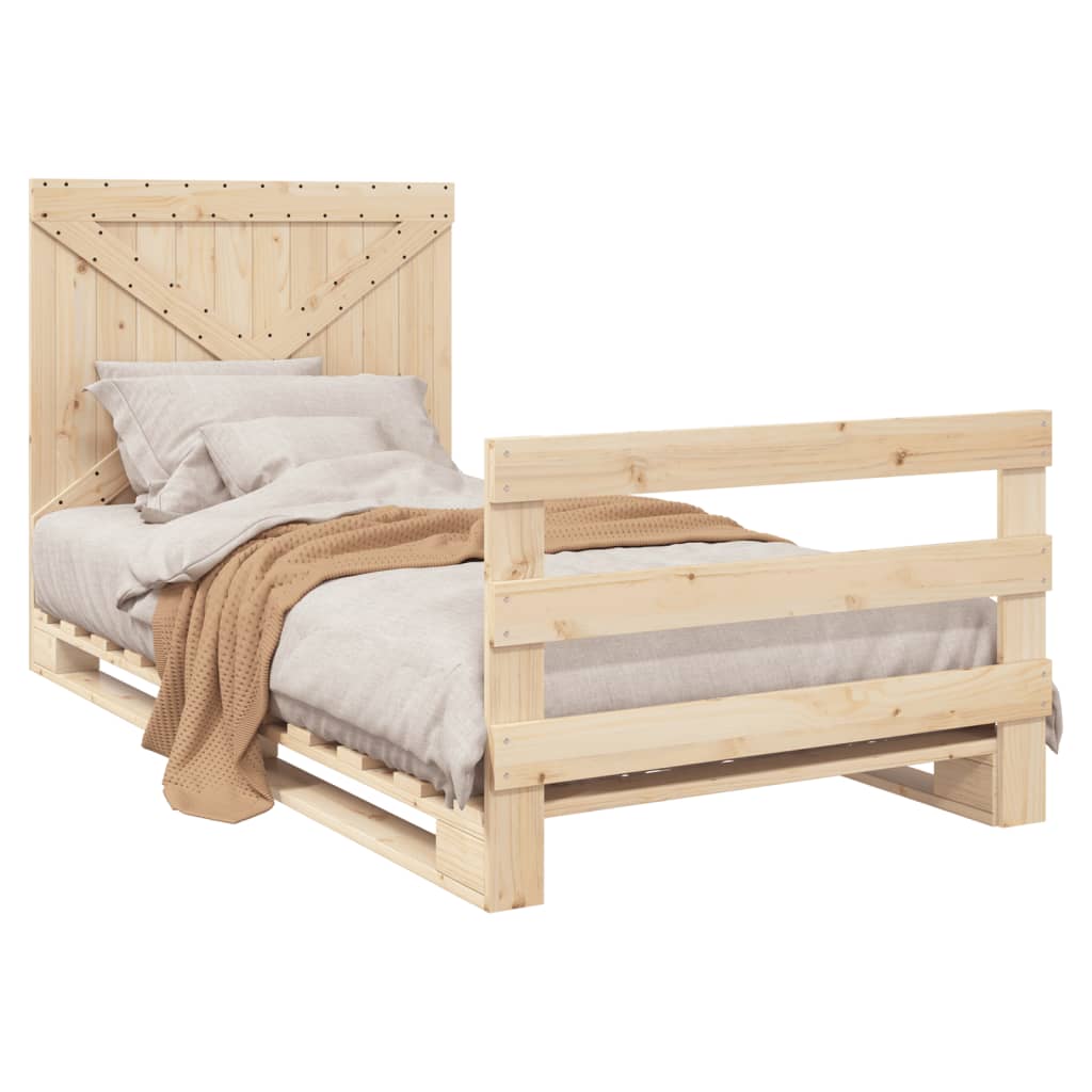 Bedframe Met Hoofdbord Massief Grenenhout 100X200 Cm Wit