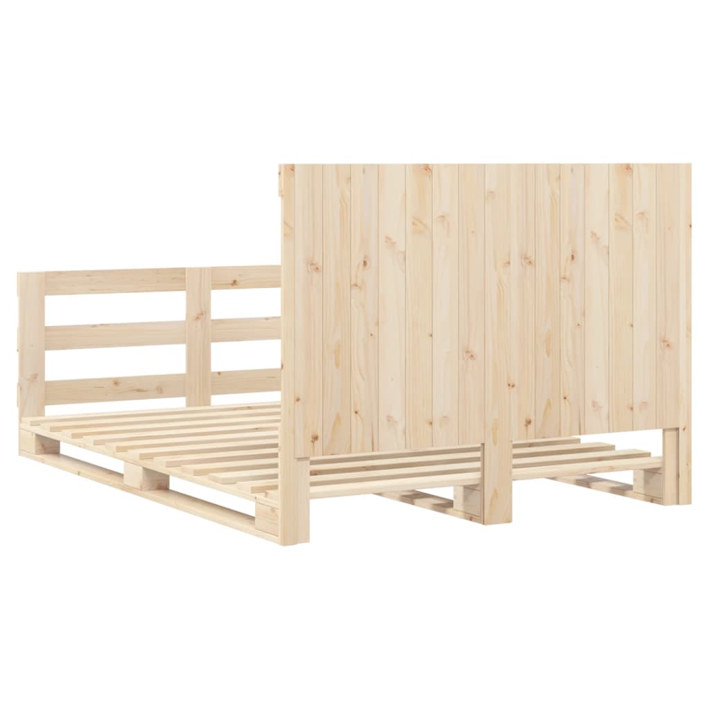 Bedframe Met Hoofdbord Massief Grenenhout 160X200 Cm Wit