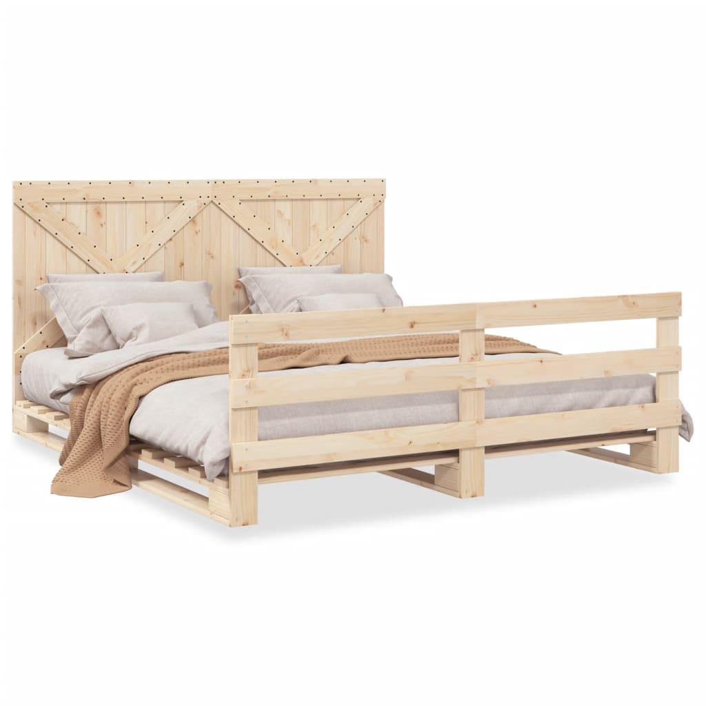 Bedframe Met Hoofdbord Massief Grenenhout 180X200 Cm Groen