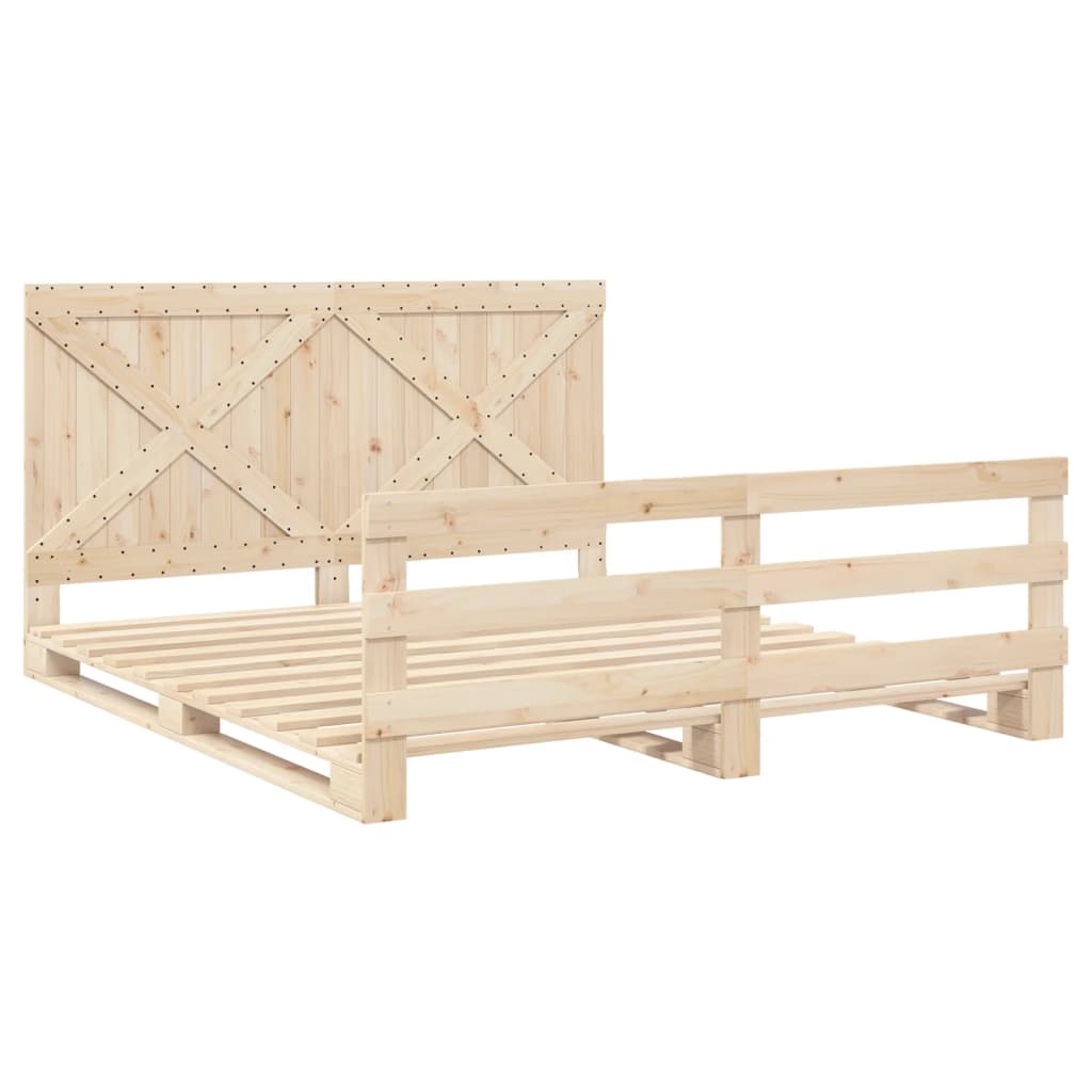 Bedframe Met Hoofdbord Massief Grenenhout 180X200 Cm Groen