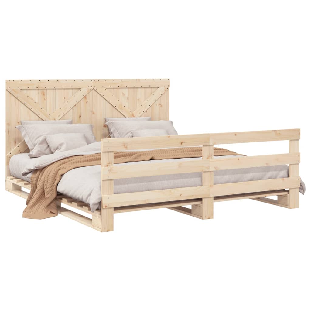 Bedframe Met Hoofdbord Massief Grenenhout 180X200 Cm Groen