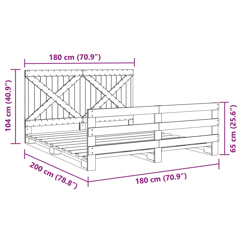 Bedframe Met Hoofdbord Massief Grenenhout 180X200 Cm Groen