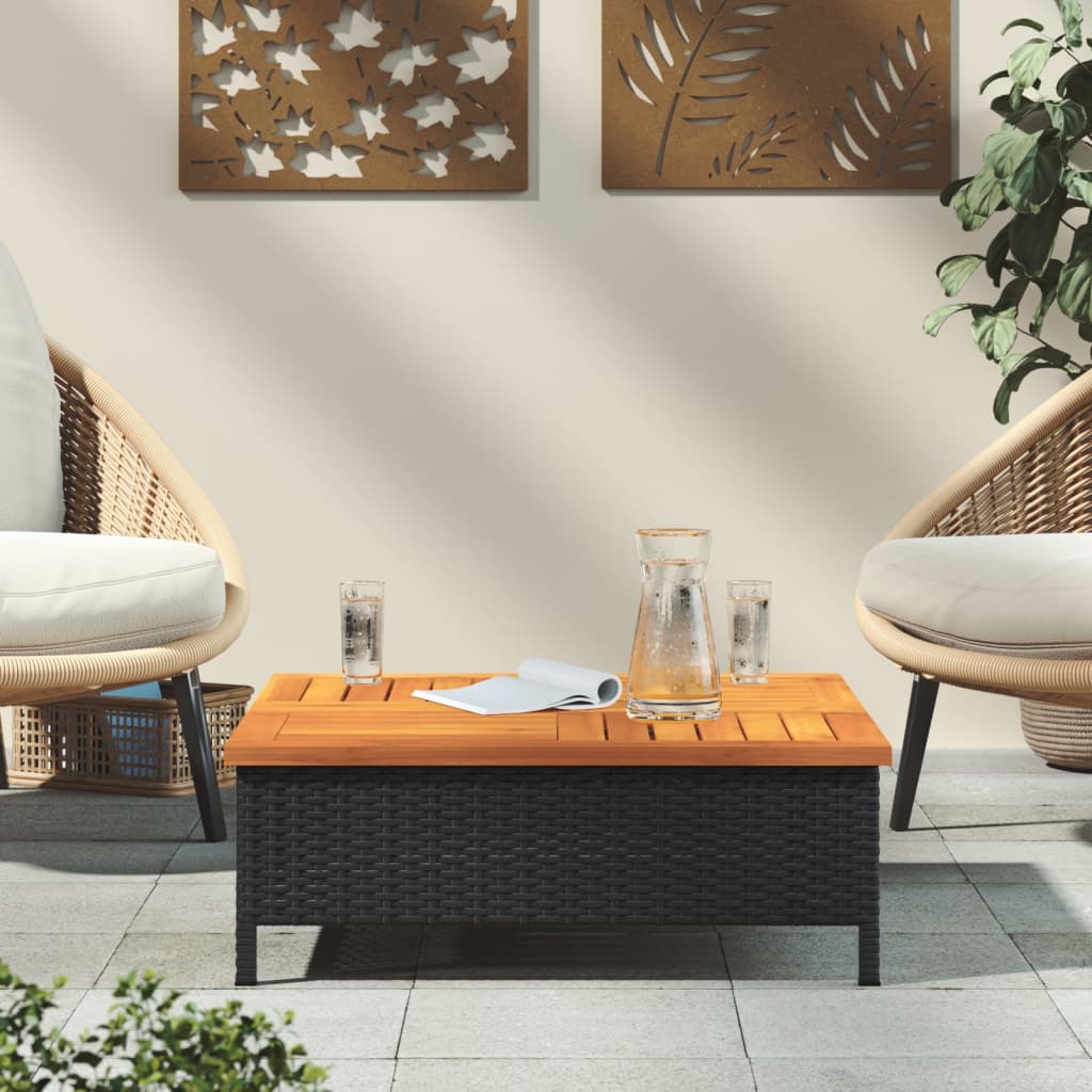 Tuintafel 70X70X25 Cm Poly Rattan En Acaciahout