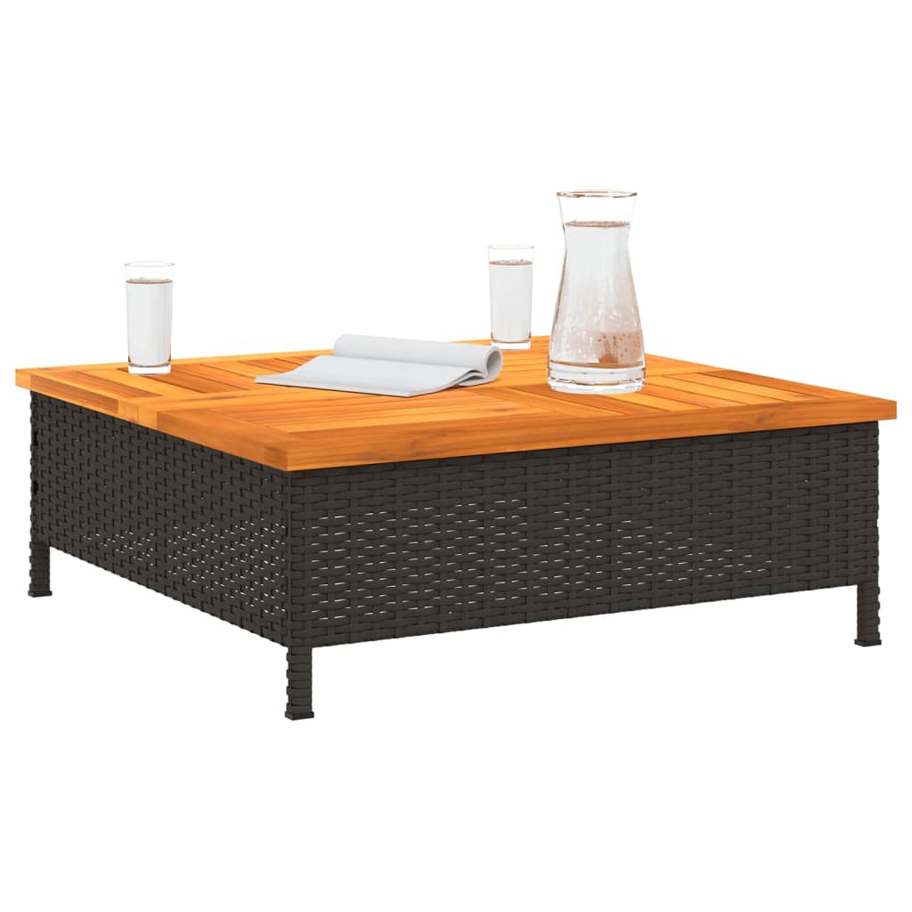 Tuintafel 70X70X25 Cm Poly Rattan En Acaciahout