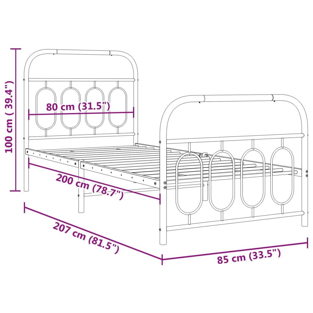 Bedframe Met Hoofd- En Voeteneinde Metaal