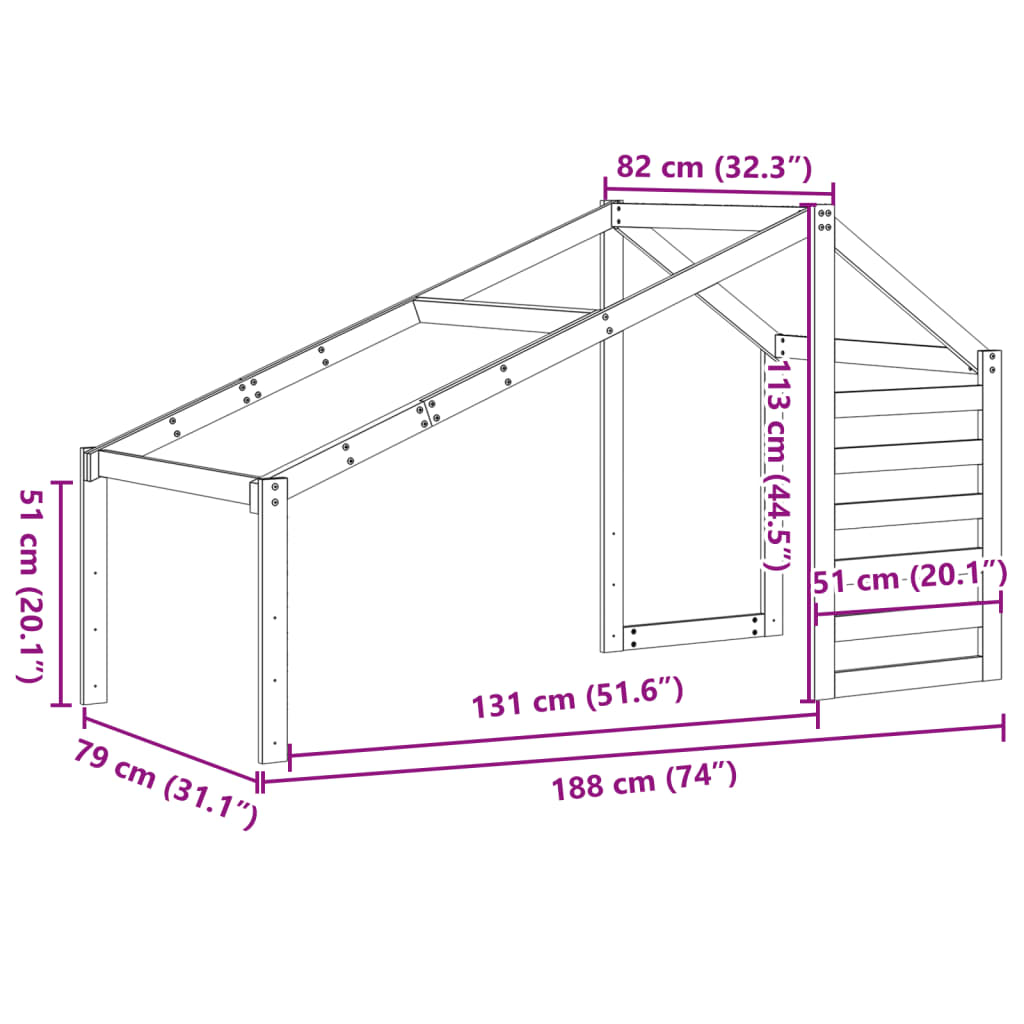 Kinderbedhuisje Massief Grenenhout