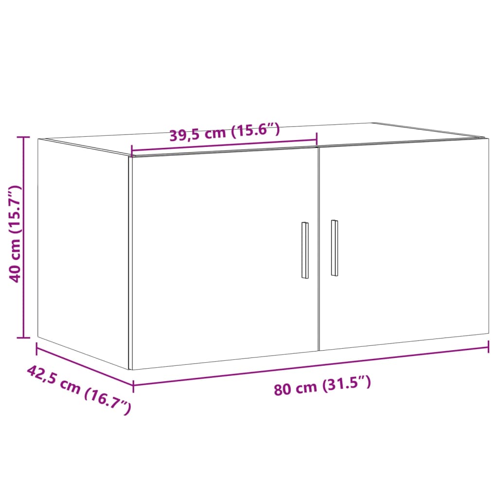Wandkast 80X42,5X40 Cm Bewerkt Hout Kleurig