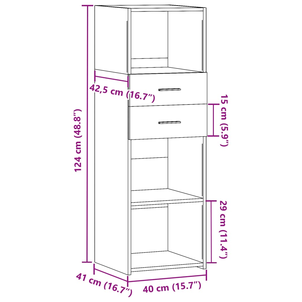 Hoge Kast 40X42,5X124 Cm Bewerkt Hout Eikenkleurig