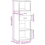 Hoge Kast 40X42,5X124 Cm Bewerkt Hout Eikenkleurig