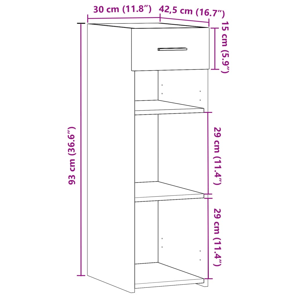 Dressoir 30X42,5X93 Cm Bewerkt Hout