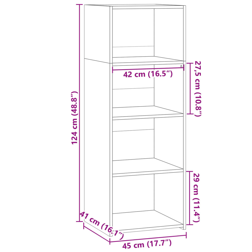 Hoge Kast 45X41X124 Cm Bewerkt Hout Eikenkleurig