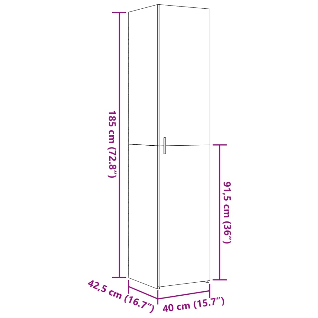 Hoge Kast 40X42,5X185 Cm Bewerkt Hout